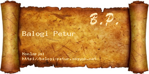 Balogi Petur névjegykártya